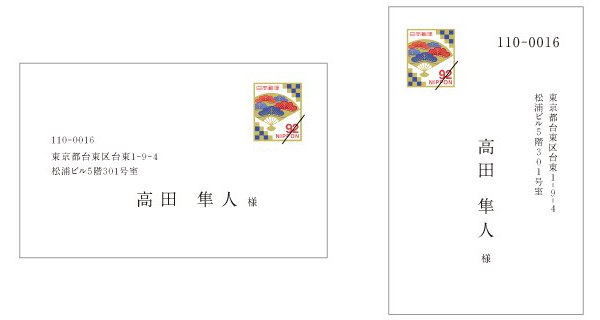 切手を貼る位置