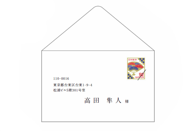 招待状の切手の位置