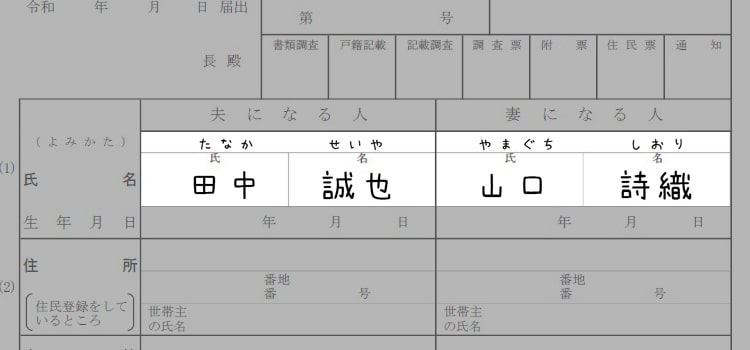 婚姻届の書き方『氏名』