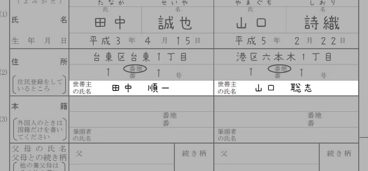 婚姻届の書き方『世帯主』