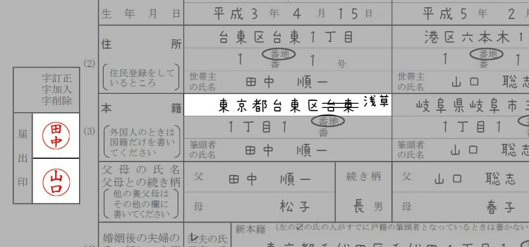 婚姻届の書き方『訂正方法』