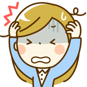悩みすぎて頭を抱える女の子のイラスト