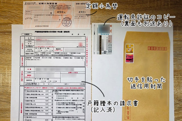 戸籍謄本の郵送請求の全書類