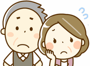 不安顔の両親のイラスト